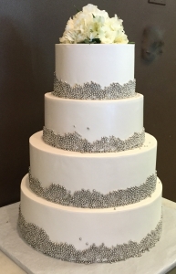 Silver Beaded Wedding Cake