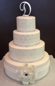 Silver and Royal Jeweled Wedding Cake