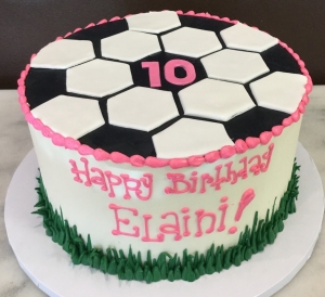 Soccer Ball Cake with Pink Trim