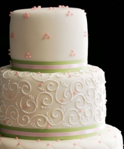 Mixed Pattern Fondant Cake with Pink Details