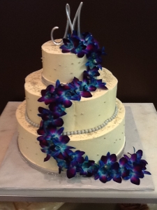 Cascading Orchid Wedding Cake