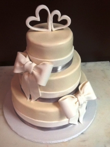 Fondant Wedding Cake with Double Bow Detail
