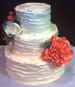 Ombre Rustic Wedding Cake with Large Flowers