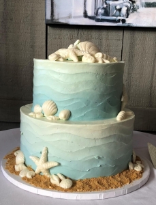 Beach Theme Wave Wedding Cake