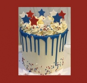 Blue Drip 4th of July Cake with Border