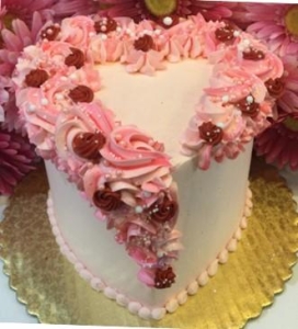 Cascading Rosette Heart Cake