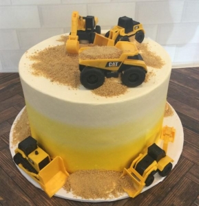 Construction Themed Ombre Cake with Trucks