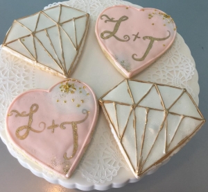 Diamond and Heart Engagment Cookies