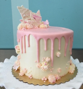 Drip Cake Pink with White Chocolate Bark