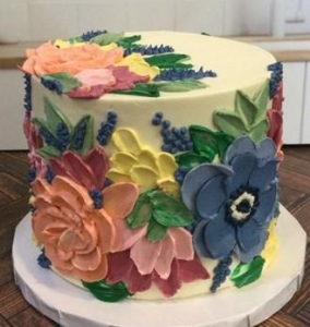 Floral Watercolor Buttercream Cake