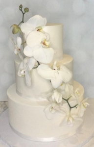 Fondant 3 Tier Cake with White Orchids