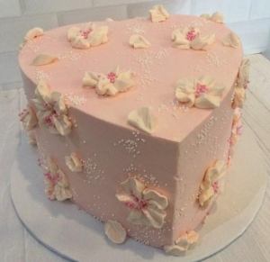 Heart Cake Pink with Buttercream Flowers