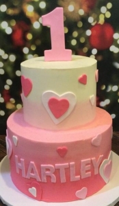 Heart Themed Pink Ombre Cake