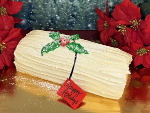 White Christmas Yule Log Cake